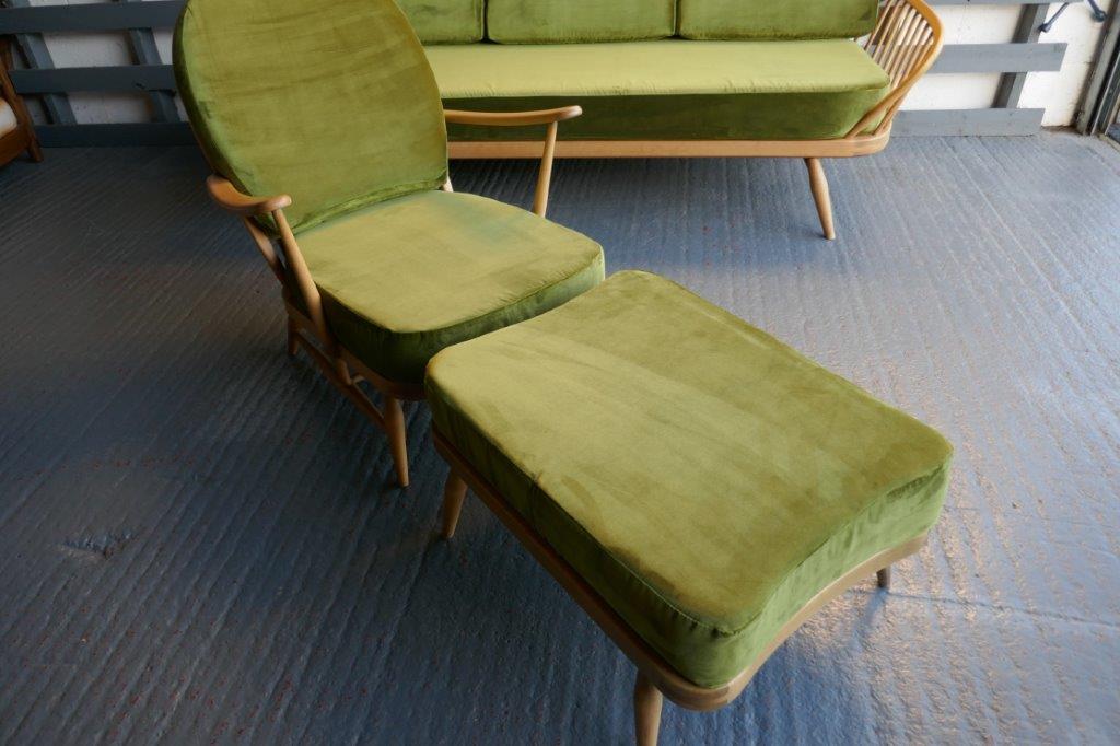 Ercol 341 footstool Cushion in Bay Leaf Green Velvet