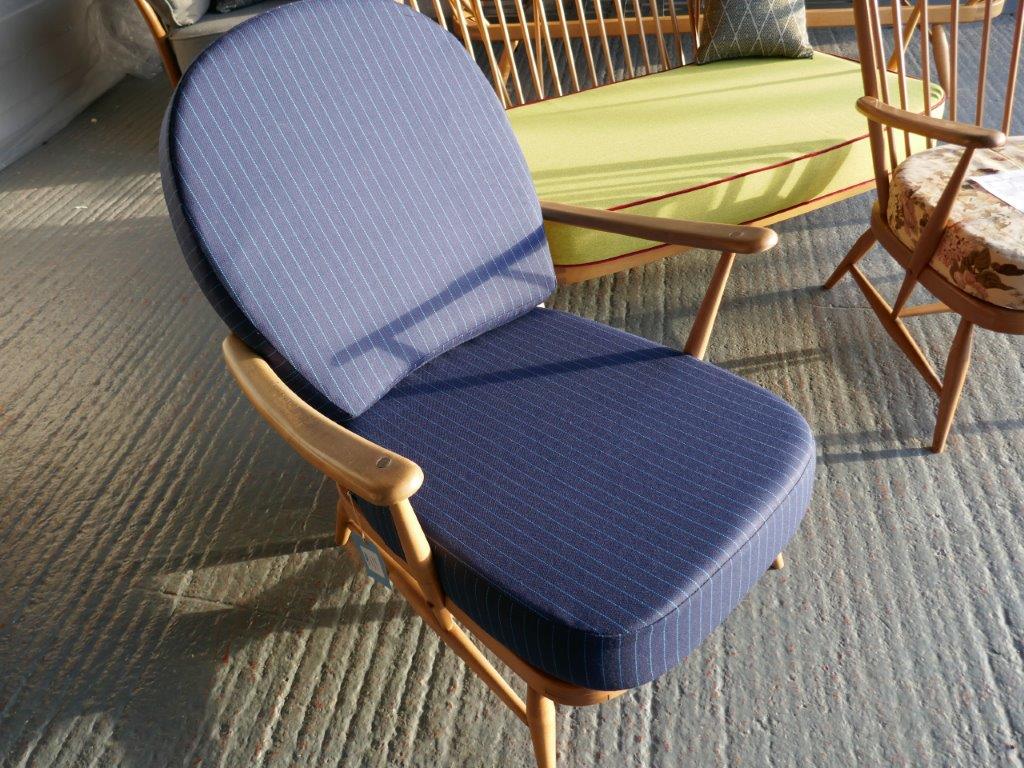 Ercol 203 Seat and Back Cushion in  Navy Thin Stripes