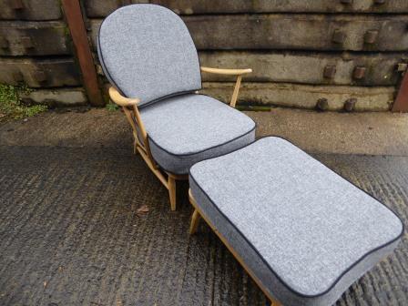 Ercol 203 Seat and Back Cushion Mid Grey with contrasting Black Piping