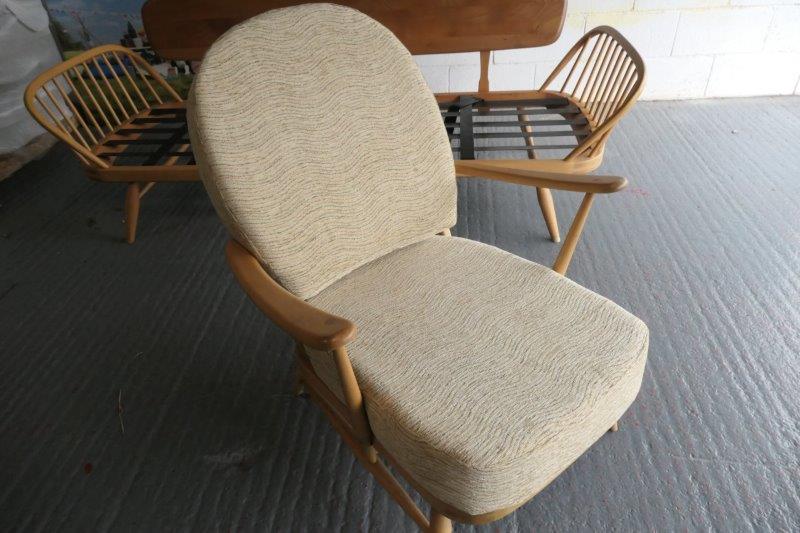 Ercol 203 Seat and Back Cushion in Camden Ripple Wheat by Ross Fabrics