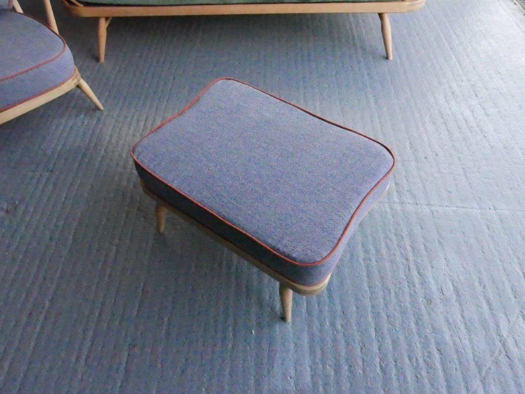 Ercol 341 Footstool Cushion in our Trader Grey Pure Soft Wool with contrasting piping
