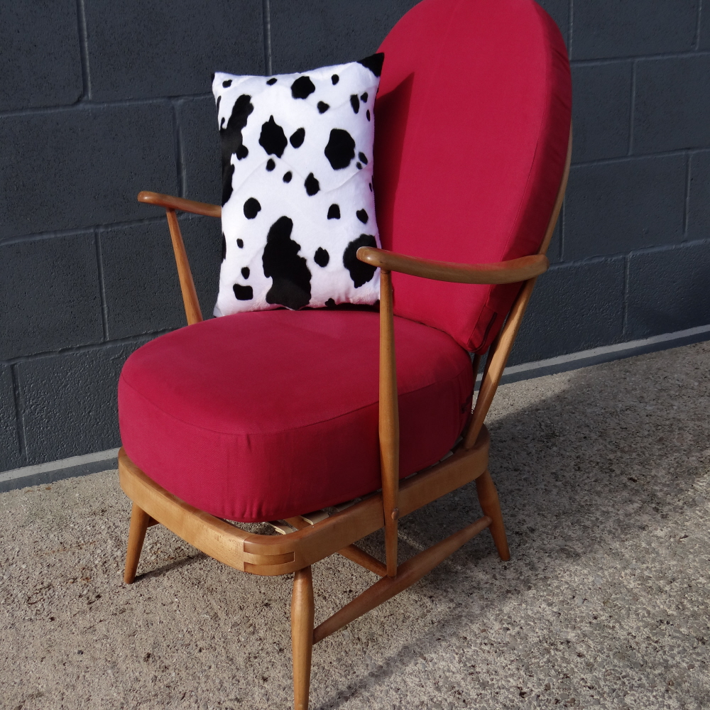 Ercol 203 Seat Cushion in Cerise Red Covers
